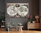 Dekoratif Nova Totivs Terrarvm Orbis Geographica Ac Hydrographica Tabvla Kanvas Tablo