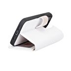 Apple iPhone 13 Pro Uyumlu Deri Cüzdanlı Kılıf F3 Beyaz