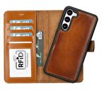 Samsung Galaxy S23 Plus Uyumlu Deri Cüzdanlı Kılıf RST2EF Taba