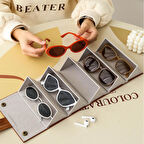 Look Rich El Yapımı Deri 4'lü Gözlük Taşıma Ve Saklama Çantası- Taba