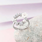 Gümüş Ayarlanabilen Manolya Çiçeği Kadın Yüzük