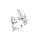 Gümüş Çok Taşlı Ayarlanabilir Kadın Yüzük