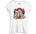 Japon - Kitsune Tilki Beyaz Kadın Tshirt