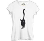 Hayvan - Kedi Chat Noir Beyaz Kadın Tshirt