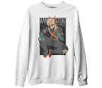 Katsuki Bakugo Beyaz Erkek Kalın Sweatshirt