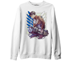 Levi Ackerman - AOT Beyaz Erkek Kalın Sweatshirt