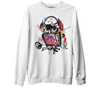 All Owl - Baykuş Beyaz Erkek Kalın Sweatshirt