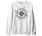Pusula - Compass North Beyaz Erkek Kalın Sweatshirt