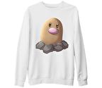 Pokemon Go - Diglett Beyaz Kalın Sweatshirt
