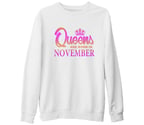 Burç - Queens are Born  Beyaz Kalın Sweatshirt