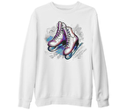 Buz Pateni Beyaz Kalın Sweatshirt