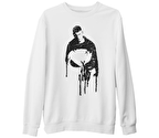 Punisher - Cut Beyaz Kalın Sweatshirt