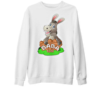 Aile - Baba Eşek Beyaz Kalın Sweatshirt