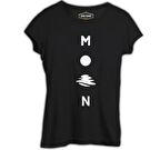 Moon on the Sea Siyah Kadın Tshirt