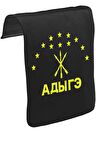 Adige Bayrağı- Kafkasya Çerkes Unisex Siyah Tak-Çıkar Postacı Çanta Kapağı CK-1029