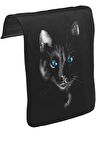 Cat in Blue Unisex Siyah Tak-Çıkar Postacı Çanta Kapağı CK-359