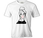 Girl Behind Bubble Gum Beyaz Erkek Tshirt