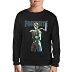 Fortnite Zombie Siyah Çocuk Sweatshirt