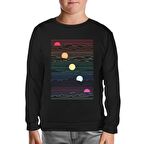 Sunset in Waves Siyah Çocuk Sweatshirt
