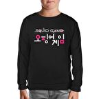 Squid Game-Logo Korean Siyah Çocuk Sweatshirt