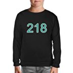 Squid Game-Number 218 Siyah Çocuk Sweatshirt