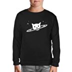 Saturn - Kedi Siyah Çocuk Sweatshirt