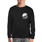 Hayvan - Yin Yang Kediler Logo Siyah Çocuk Sweatshirt