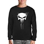 Punisher Skull Invisible Siyah Çocuk Sweatshirt
