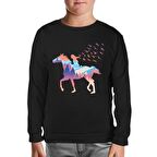A Girl Free as Horses and Birds Siyah Çocuk Sweatshirt