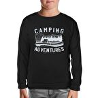 Camping Adventure Axe and Tent Siyah Çocuk Sweatshirt