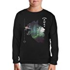 Wild Wolf in the Forest Siyah Çocuk Sweatshirt