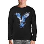 Blue Phoenix Bird Siyah Çocuk Sweatshirt