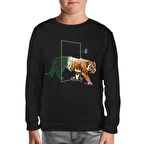 Tiger Leaving Digital World Siyah Çocuk Sweatshirt
