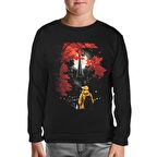 Girl with Yellow Coat Watching Eiffel Tower Siyah Çocuk Sweatshirt