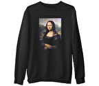 Mona Lisa Siyah Erkek Kalın Sweatshirt