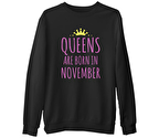 Burç - November Queens Siyah Erkek Kalın Sweatshirt