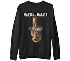 Hakuna Matata - Aslan Siyah Erkek Kalın Sweatshirt