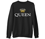 Queen Siyah Erkek Kalın Sweatshirt
