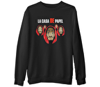La Casa De Papel -  Siyah Erkek Kalın Sweatshirt