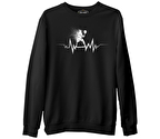 Tenis- Heartbeat Oyun Siyah Erkek Kalın Sweatshirt