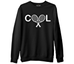 Tenis - Cool Siyah Erkek Kalın Sweatshirt