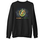 Flash vs Arrow  Siyah Erkek Kalın Sweatshirt