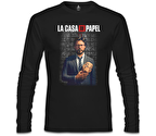 La Casa De Papel - Prof Dali Siyah Erkek Sweatshirt