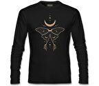 Kelebek ve Ay Siyah Erkek Sweatshirt