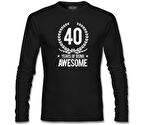 Awesome 40 Years Siyah Erkek Sweatshirt