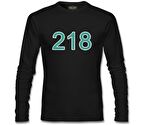 Squid Game-Number 218 Siyah Erkek Sweatshirt