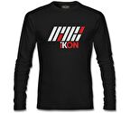 Ikon - Logo Yazı Siyah Erkek Sweatshirt