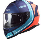 LS2 STORM SLANT MAT MAVI-TURUNCU KASK 