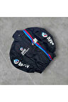 Bmw ///m Retro Unisex Paraşüt Kumaş Oversize Dijital Baskılı Siyah Rüzgarlık Yağmurluk