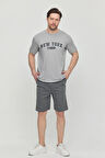 New York Yazlık Erkek Şortlu Takım 100% Pamuk Sporcu,fitness,ev Giyim,Cepli
